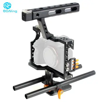 

Camera Cage Rod Rig Camera Video Cage with Top Handle Grip Stabilizer for Sony A7II A7R A73 A6300 A6500 A6000 Panasonic GH4 A9