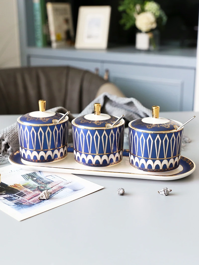 Роскошный европейский светильник керамические банки для приправ сахарные соли 4