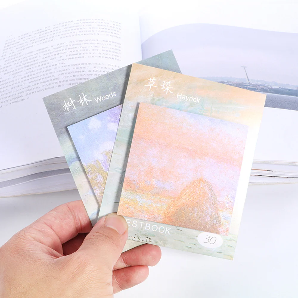 

Stationery Memo Stickers Creative Oil Painting Style Cute N Times Post It Sticky Notes School Supplies Kawaii Memo Pads