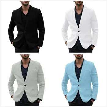 

Men's Casual Slim Fit Solid One Button Suit Blazer Business Work Coat Jacket Outwear Mens Clothes Lien Blazer Coats Split Blazer