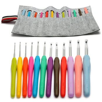 

12 Sizes Crochet Hook Set With Ergonomic Handles for Extra Comfort Comes with Beautiful Felt Bag  Extra Long and Large Crochet  