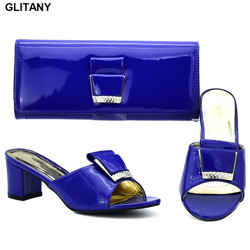 New Arrival Shoe and Bag Set for Party In Women Nigerian Shoes Matching Bags Decorated with Rhinestone Pumps | Обувь