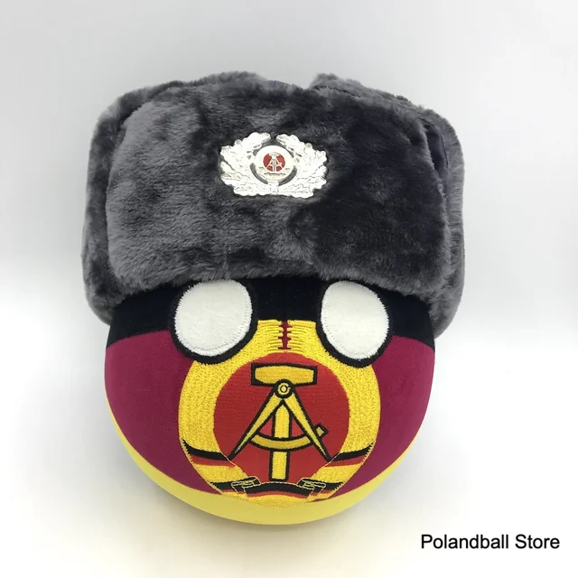 East Germany Ball With Grey Ushanka Hat German Democratic Republic Authentic Handmade Polandball Countryball Plush Toy
