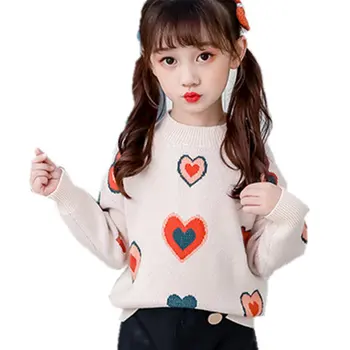 

Sweater for Girls Heart Shape Pullover Warm Sweater 2020 Spring Winter Sweaters Teenager Fashion High Quality Children Clothes