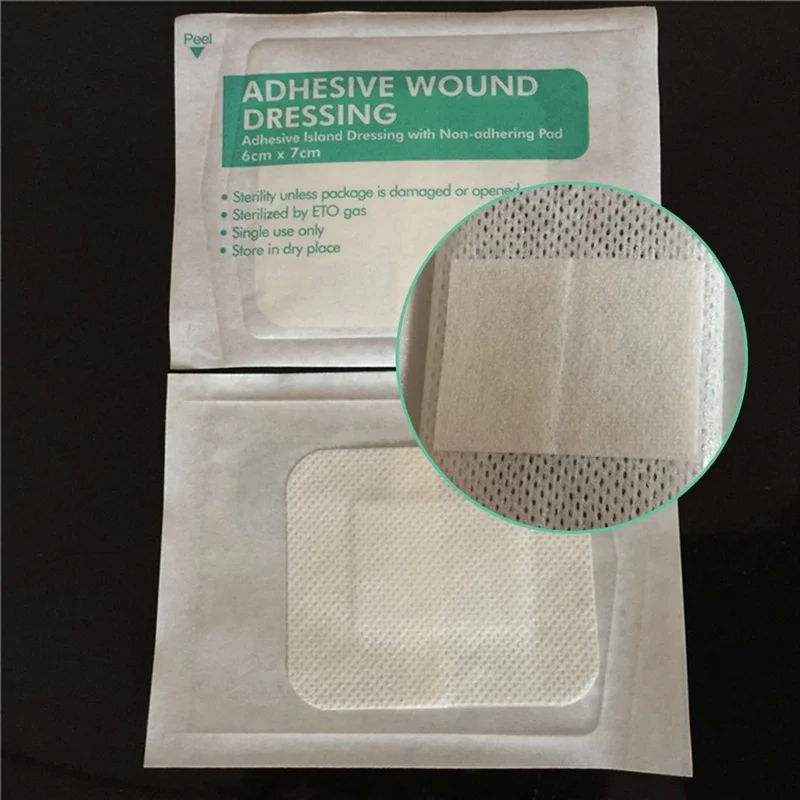 

10Pcs/Lot Non-woven Medical Adhesive Wound Dressing Band Breathable Aid Bandage Wound First Aid 6*7cm