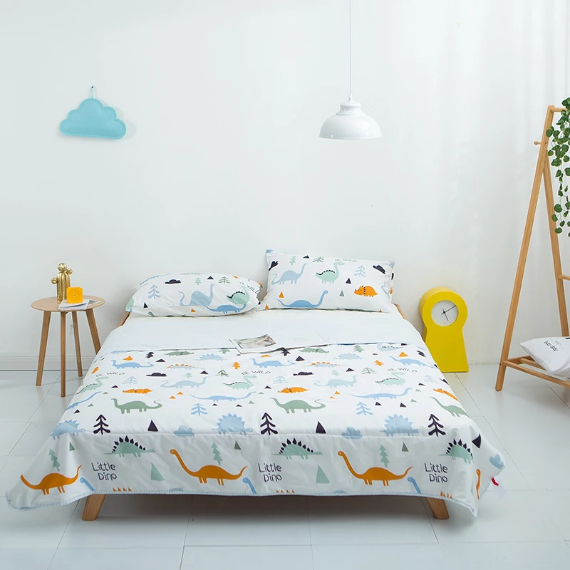 Хлопковое Детское покрывало с принтом динозавра из мультфильма, покрывало/покрывало для кровати, также хорошее использование в качестве летнего одеяла - Цвет: 1
