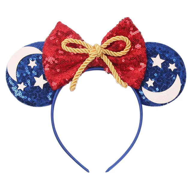 Disney Mickey Stitch Frozen Ears Headband Sequins Hair Bows Charactor For Women Festival Hairband Girls Hair Accessories Party 30