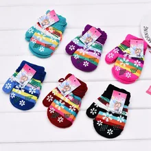 1 пара случайных цветов Детские Зимние полосатые перчатки мягкие теплые вязаные вещи для зимы варежки Рождество