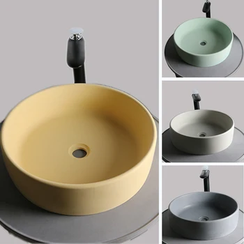 

Cement round wash basin household bathroom products creative wash basin Nordic wind concrete handicraft household wash basin