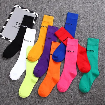 

Fashion Harajuku letter trendy socks Women street sports Casual funny socks In Tube Korean Purple Blue Yellow Pink wholesale