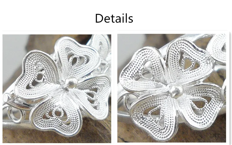 Кольца из стерлингового серебра 999 пробы с четырехлистным цветком клевера для женщин, обручальное кольцо, регулируемое кольцо ручной работы, этнические Роскошные ювелирные изделия для свадьбы