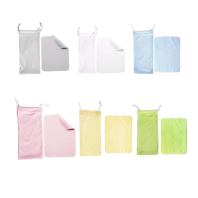 1lot Gray Soft Cloth Glasses bag with 1pcs glasses cloth cleaner eyeglasses pouch Eyewear Accessories Speckle Solid (41)