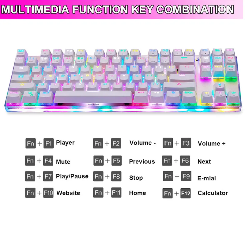 Motospeed k87s RGB mechanical gaming keyboard USB Wired LED backlit original keyboards laser Russian/Spanish for computer gamer