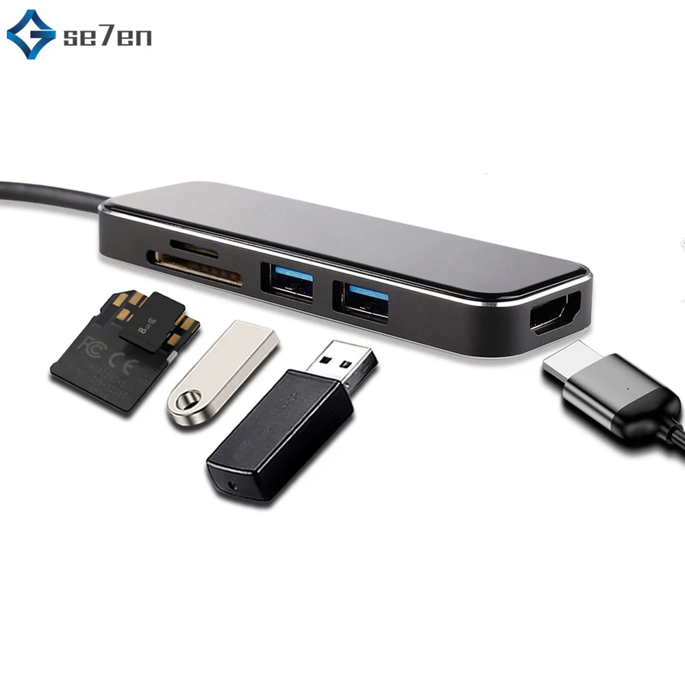

USB C HUB Type C to 4K HDMI Hub USB 3.0 Adapter PD Charging Port SD3.0 reader Rj45 Adapter for MacBook Pro Samsung Huawei P20