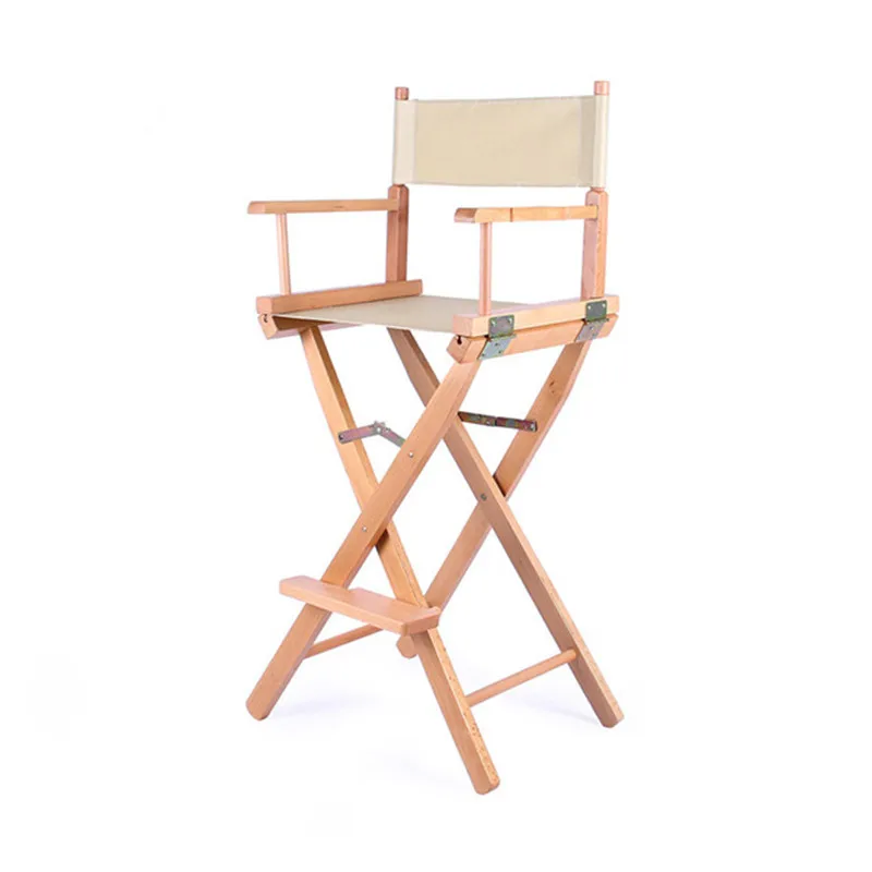 Bar Height Director Chair Natural/Black Frame with Cavans Garden
