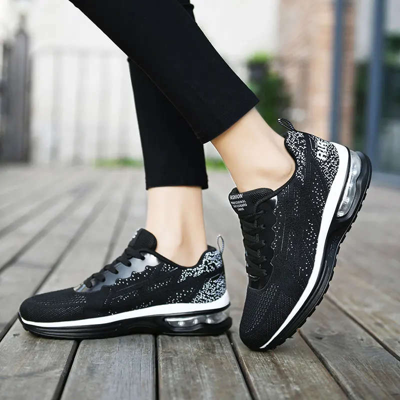 

Women Running Shoes Casual Sneakers Air Cushion Mesh Lace Up Outdoor Sports Shoes Comfortable Breathable