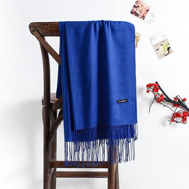 Girita брендовый женский модный шарф, осенне-зимний шерстяной клетчатый женский кашемировый шарф, широкий длинный шарф, теплый палантин - Цвет: sapphire