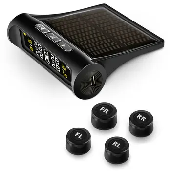 

Smart Car TPMS Tire Pressure Monitoring System Solar Power USB Charging Digital LED Display Auto Tyre Security Alarm Systems
