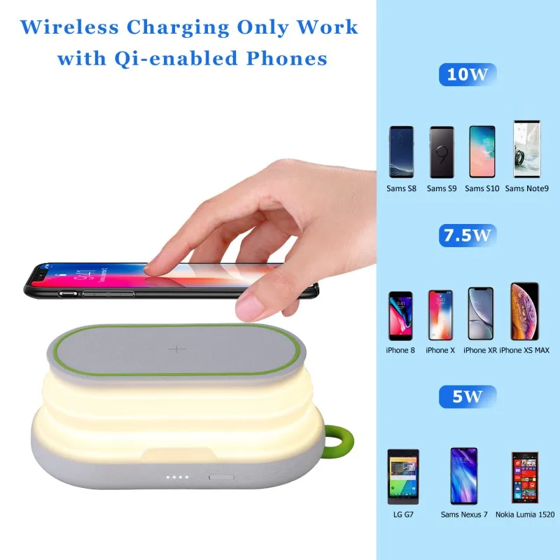 2 in 1 Wireless Charger Power Bank 5000mAh Qi Fast Wireless Charger Type-C Powerbank Charging Station Stand For iPhone SamSung