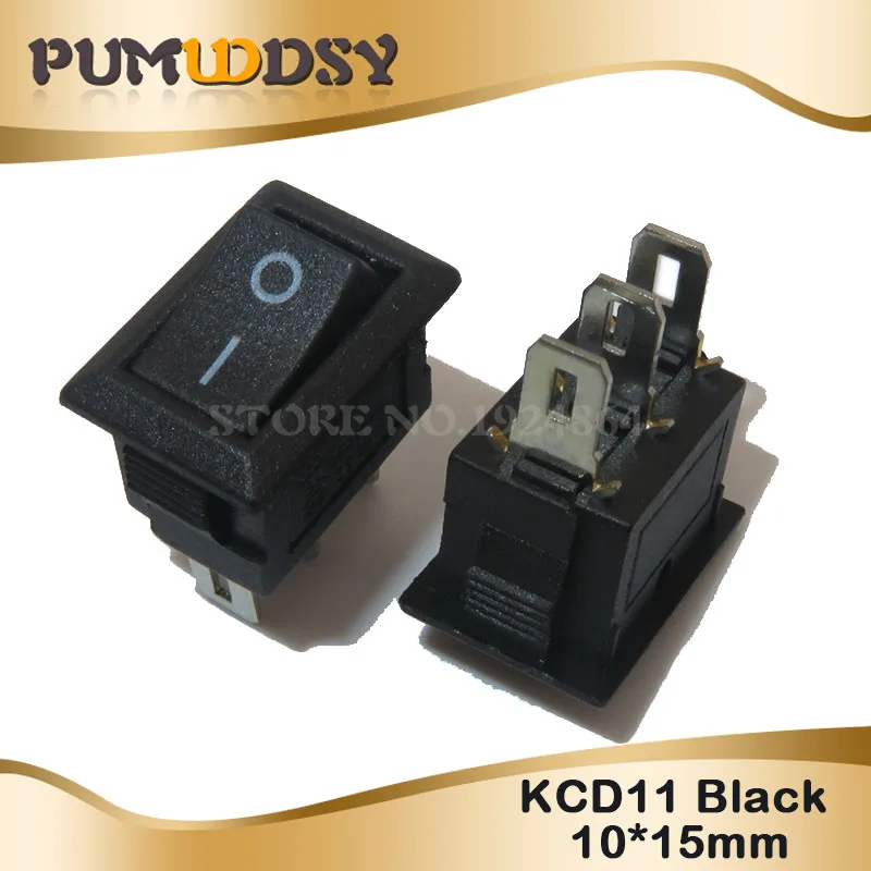 10 шт. кнопочный переключатель 10x15 мм SPST 2Pin 3pin 3A 250V KCD11 оснастка вкл/Выкл Лодка кулисный переключатель 10 мм* 15 мм черный красный и белый
