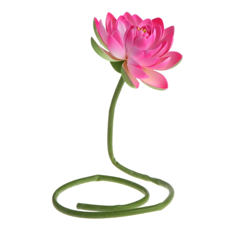 

Artificial Fake Flower Lotus Water Lily with Rod Plants Garden Pond Vase Decor DXAF