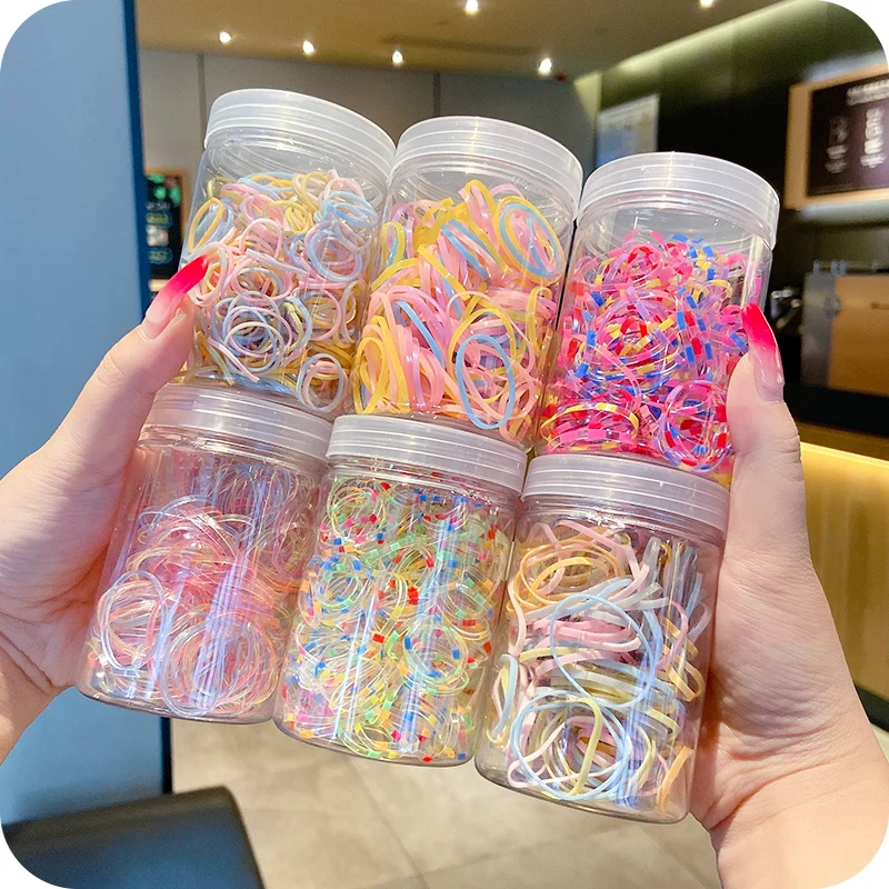 

DISCICI Disposable Candy Colorful Canned Children's Hair Band Princess Baby Not Hurt Hair Rubber Band Headband Girl Hair OH2044