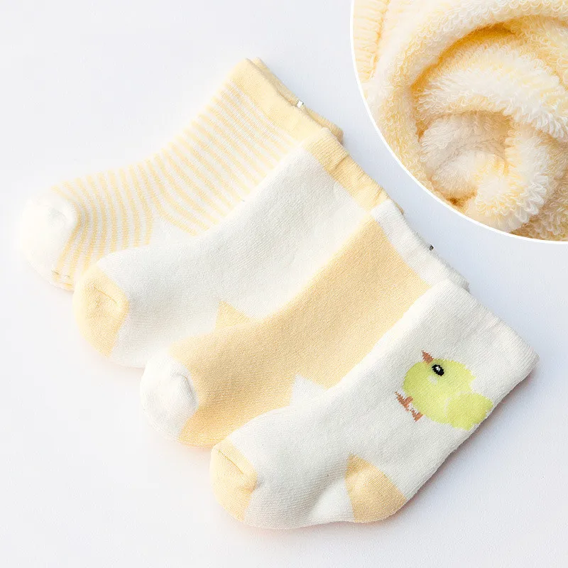 4Pairs/lot Newborn Baby Socks Cartoon Warm Baby Socks for Girls Infant Cotton Baby Boys Socks Spring Autumn Winter