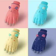 

Kids Winter Waterproof Snow Gloves Children Cartoon Ears Thermal Insulated Windproof Sport Snowboard Ski Mittens Wrist Warmer