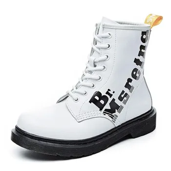 

Motorcycle Boots For Women 2019 Autumn winter Fashion Buckle Strap Round Toe Genuine Leather Boots Women Shoes dd226