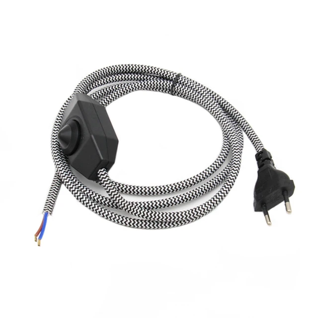 220V AC Europe Plug Power Cord With Dimmer Switch Textile Braided Cable Electrical Power Cords All Cables Types Cables Electronics Extension Cable Gadget Power Cables Power supply e607d9e6b78b13fd6f4f82: Black cable|Black white stripe|French gold|Light gold cable|Multy cable|Red black stripe|Red cable