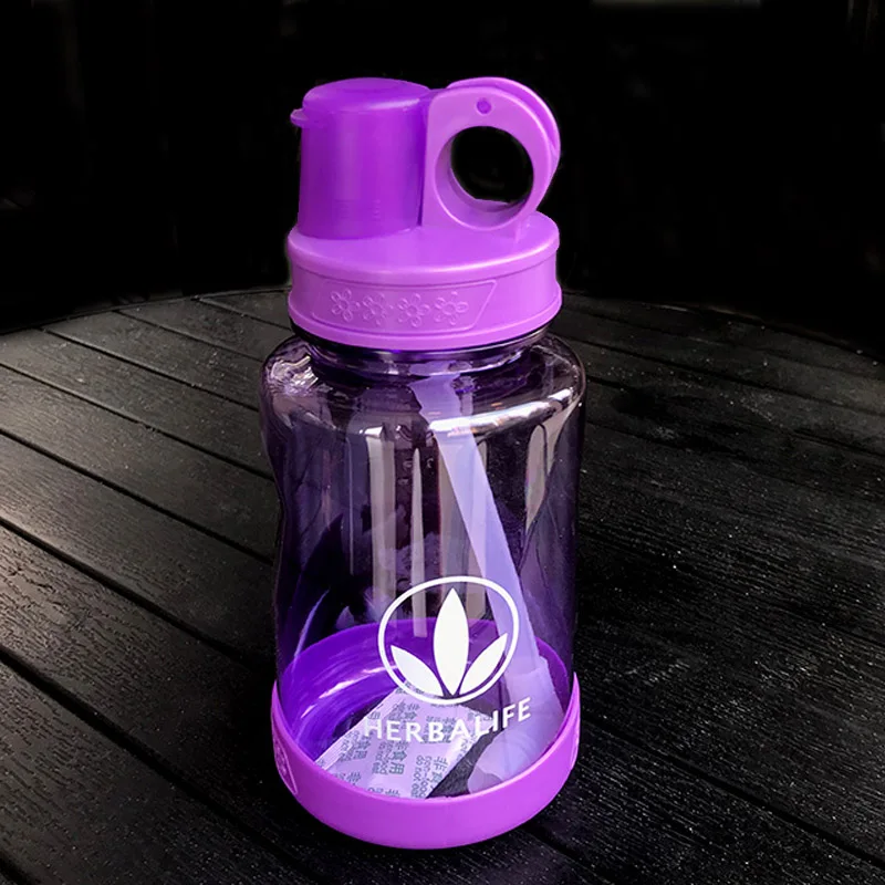 600ml Blue Pink Color Herbalife Nutrition Leakproof seal Brief Creative portable Sport Drinking Carry Strap Straw Water bottle