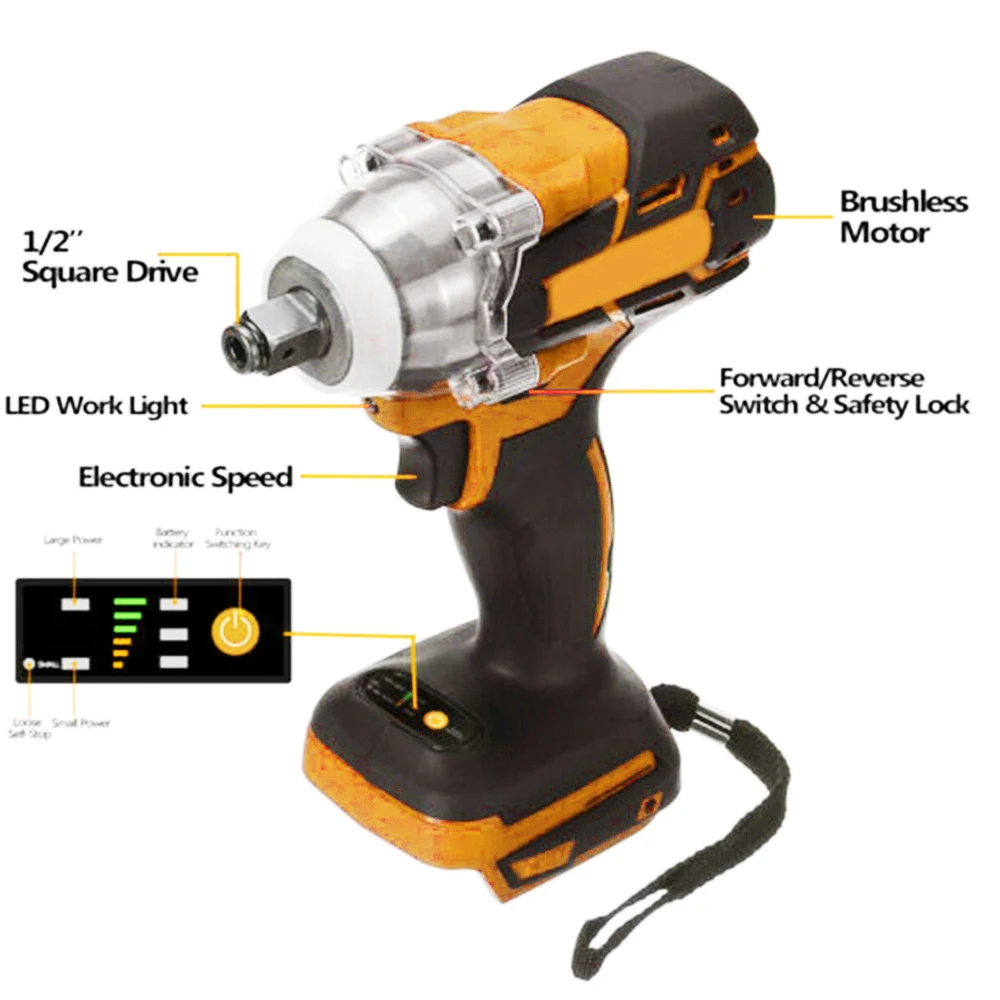

Brushless Electric Wrench Rechargeable LED Light Repair Fixture Workshop