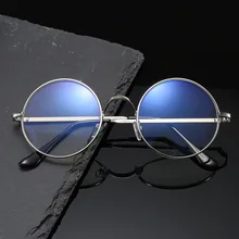 Новые ретро круглые металлические простые очки с оправой, зеркальные очки, прозрачные поддельные очки унисекс