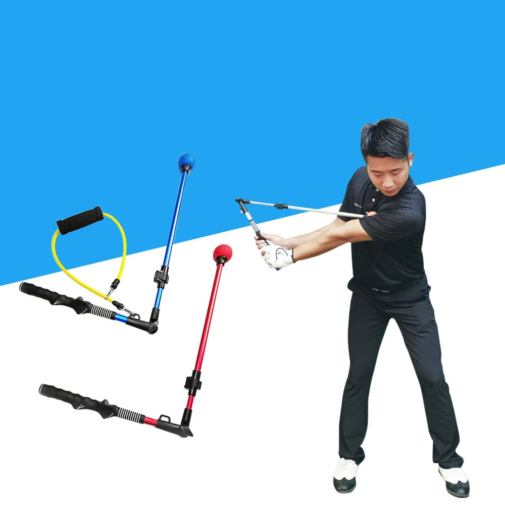 

Foldable Golf Swing Posture Trainer, Stretchable Wide Angle Golf Swing Training Stick with Rubber Rope, THANKSLEE
