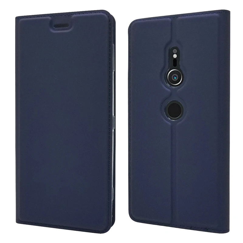

Ultra Slim Magnetic Case For Sony Xperia XZ2 Flip Stand Cover with card slots Fundas Protective Shell