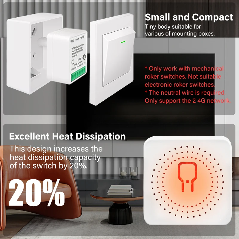 Tuya ZigBee Mini Smart Switch ewelink APP 16A 2 Way Control Smart Home Automation Module Work with Alexa Google Home
