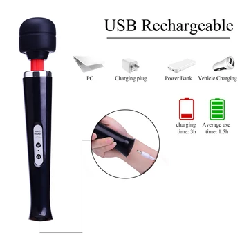 Huge Magic Wand Vibrators for women, USB Charge Big AV Stick Female G Spot Massager Clitoris Stimulator Adult Sex Toys for Woman 5