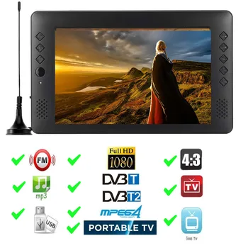 

Digital TV 9inch HD Portable Mini TV Built in DVB-T2 Complete Digital Tuner FHD smart tv DVB-T2 H.264 H.265 fit car outdoor tv
