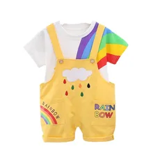 T shirt et short en coton pour bébés filles, vêtements de sport décontractés, salopette pour enfants en bas âge, 2 pièces/ensembles
