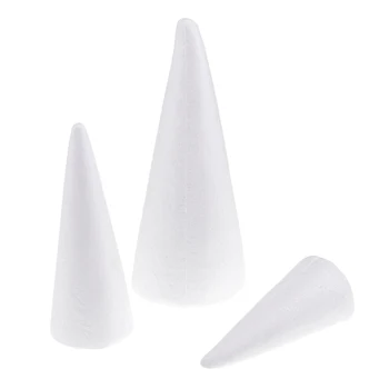 

3x 15/20/25cm Cone Shape Styrofoam Foam For Handmade Modelling Kid Craft DIY