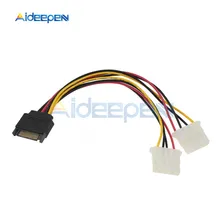 15 Pin SATA папа-двойной женский 4 Pin Molex Женский IDE HDD кабель питания для жесткого диска
