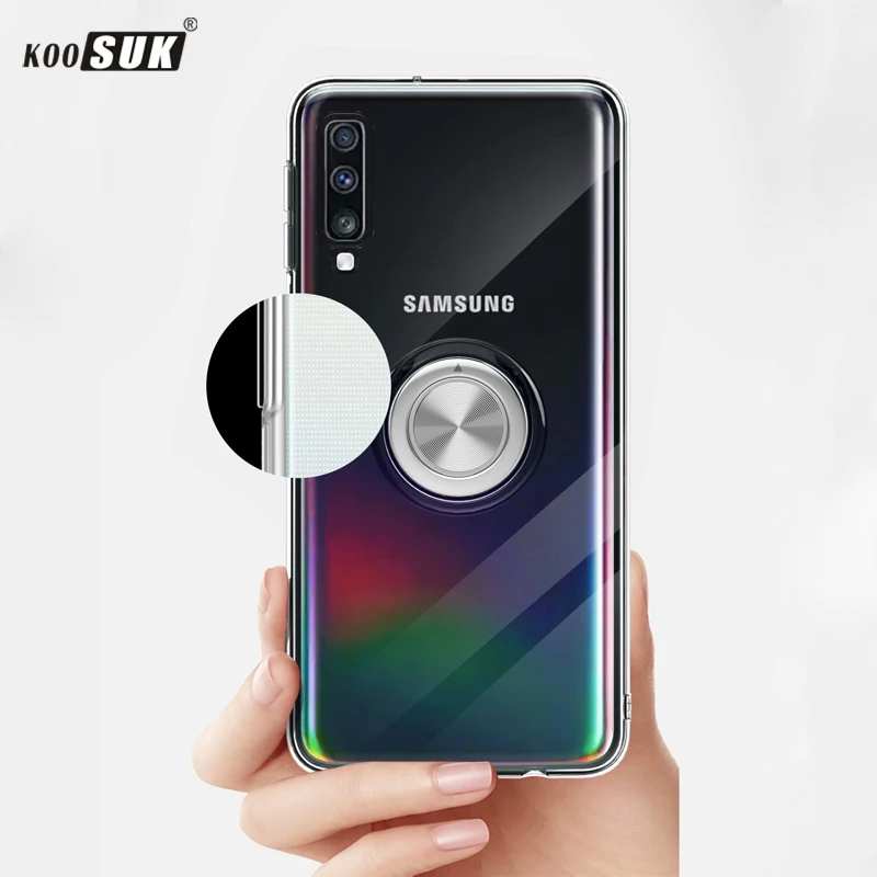 Magnetism Holder Soft TPU Phone Cases For Samsung Galaxy A7 2018 Ultra Slim Clear Silicone Cover | Мобильные телефоны и