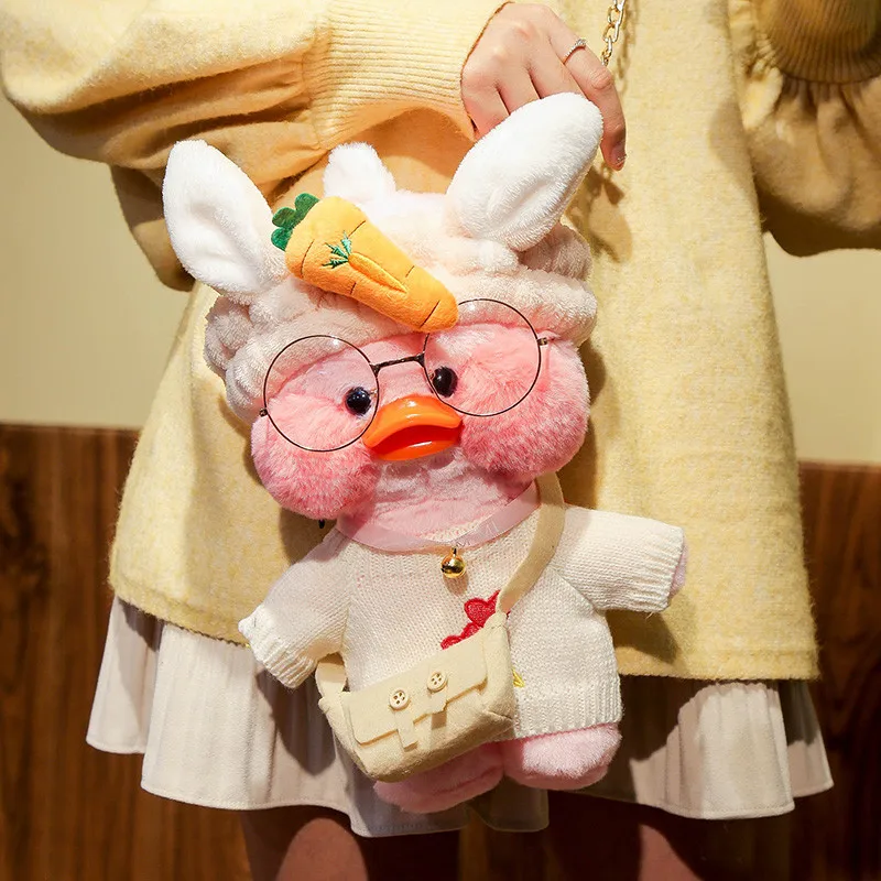 Новинка Kawaii LaLafanfan, плюшевая игрушка, милое животное, желтая утка, мягкая пушистая сумка на плечо, подарок на Рождество, день рождения, сумка на цепочке, Декор - Цвет: pink