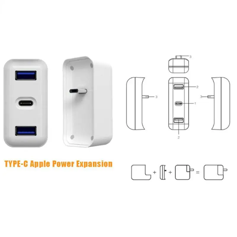 TC04 концентратор док-станция для расширения 3-Порты и разъёмы с 2 портами(стандарт 3,0 Тип-C Портативный цепи защиты нежной MacBook Мощность адаптер usb-концентратор