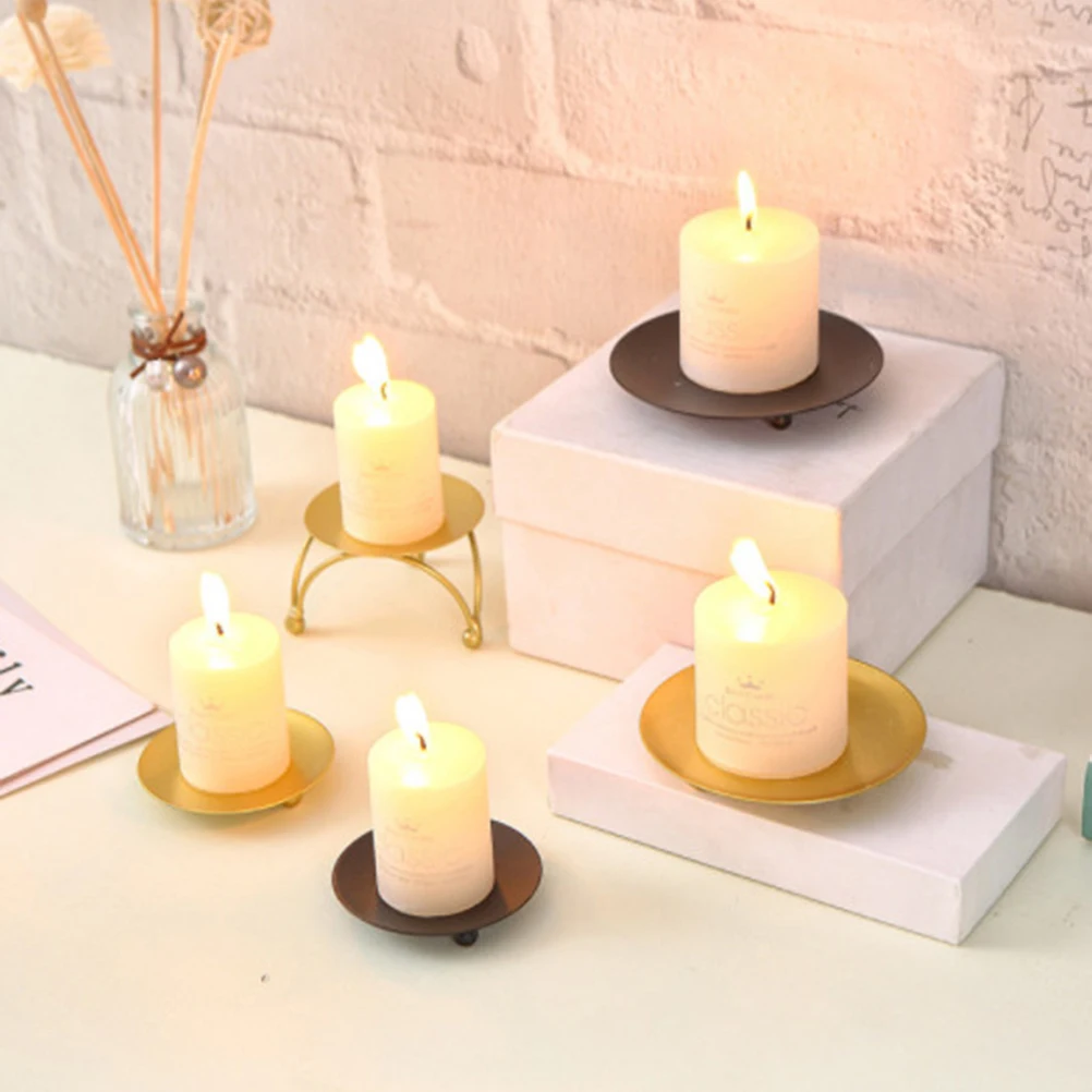 Candle Holders Iron Black Gold Plated Candle Holders Pillar Metal Plate For Wedding Party Festival