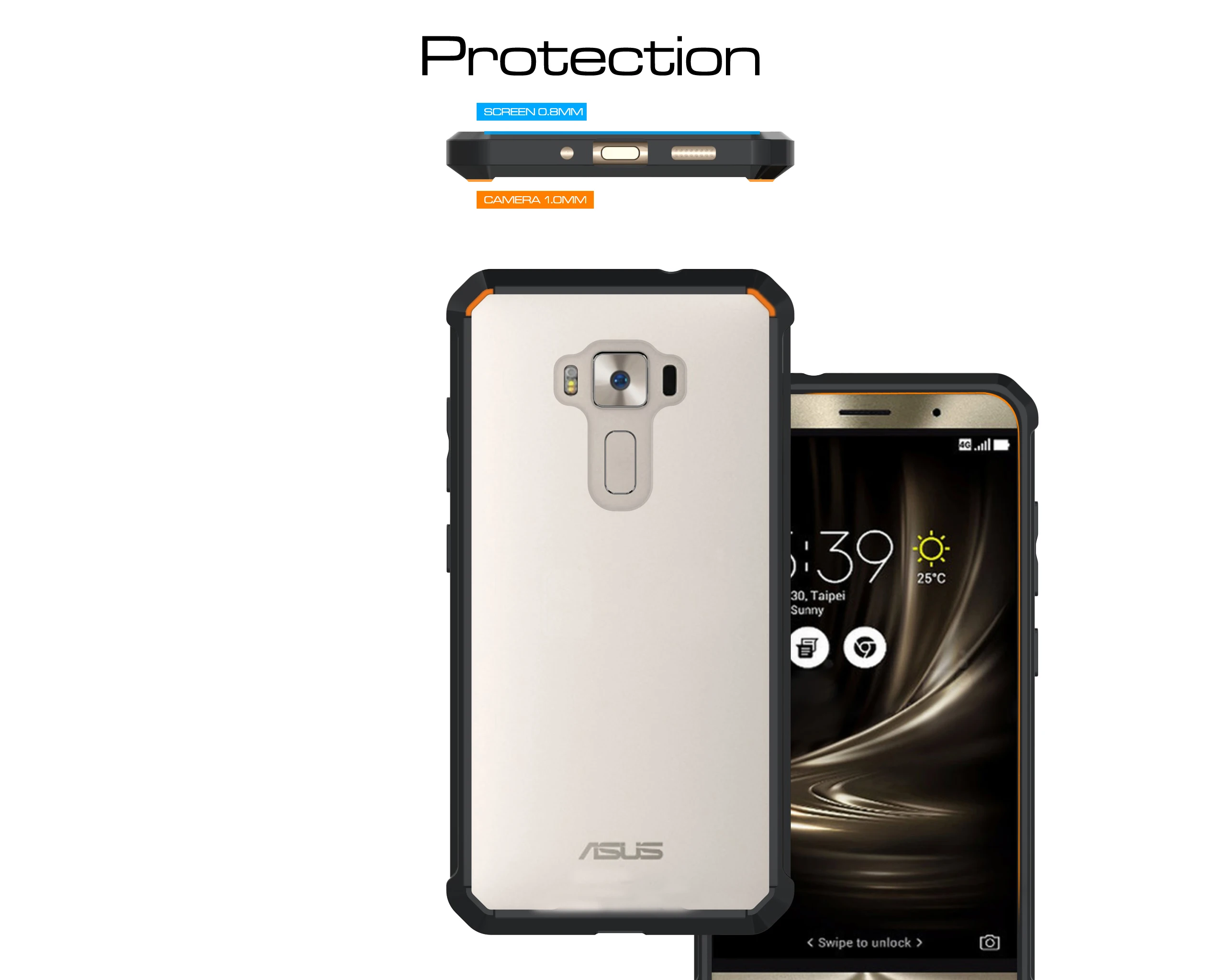 For Asus Zenfone3 552KL 520KL Acrylic + TPU Shockproof Transparent Armor Protective Back Cover Case |