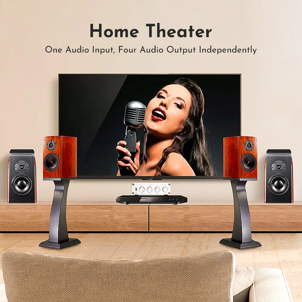Аудиовыход HIFI без потерь 1 вход 4 выхода RCA HUB Селекторный переключатель сигнала