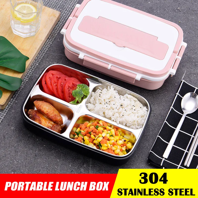 

304 Stainless Steel Lunch Box Compartment Design Sealed Leakproof Food Storage Container Lunch Box YU-Home