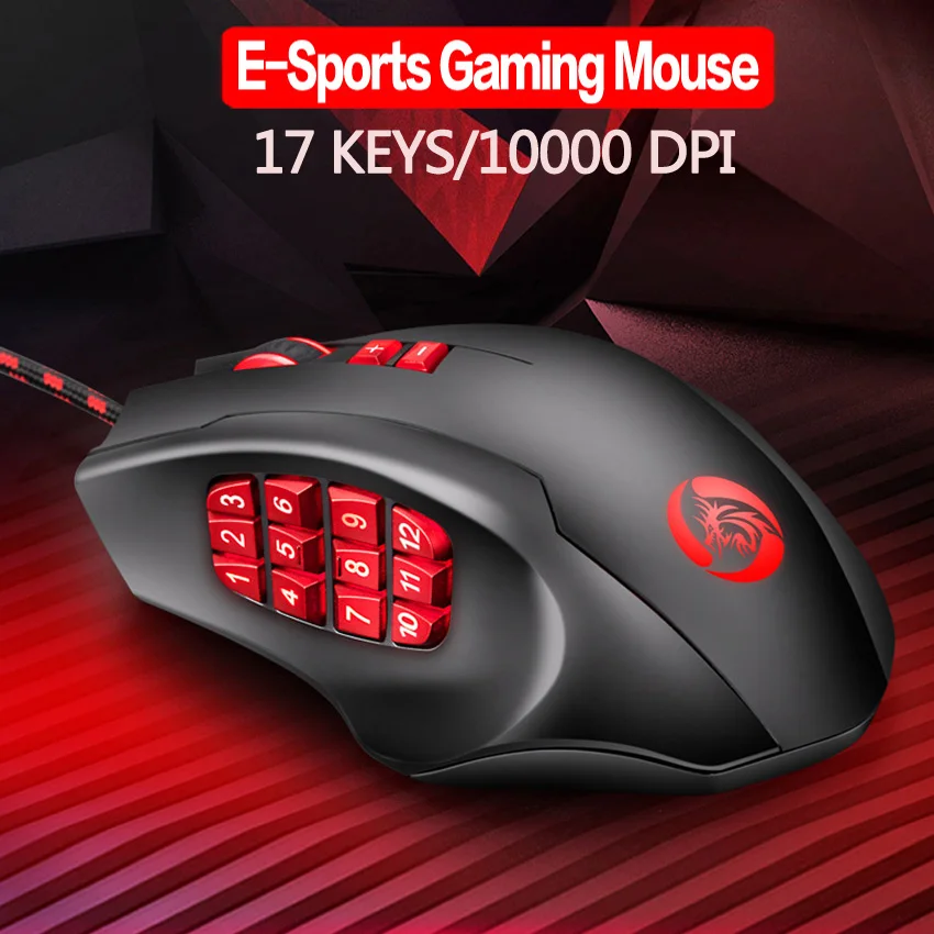 

17 buttons E-sport gaming mouse 10000 DPI Adjustable Programmable mouse RGB MMO gaming Mouse 12 Thumb Buttons number keys mouse