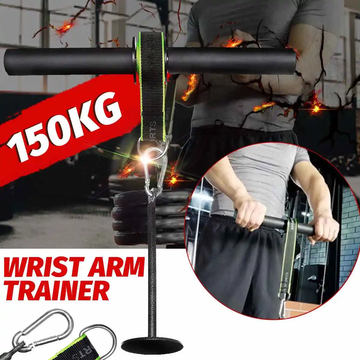 Força do Antebraço Exercitador de Força de Levantamento de Peso Instrutor Punho Aperto Corda Cintura Rolo Equipamentos Ginásio Fitness Treino Mão